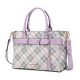 thumbnail image 1 of MKF Collection Vivian Plaid Vegan Leather Women's Satchel Bag, Elegant Top-handle Purse Handbag by Mia K - Purple Lavender, 1 of 7