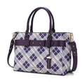 thumbnail image 1 of MKF Collection Vivian Plaid Vegan Leather Women's Satchel Bag, Elegant Top-handle Purse Handbag by Mia K - Purple, 1 of 7