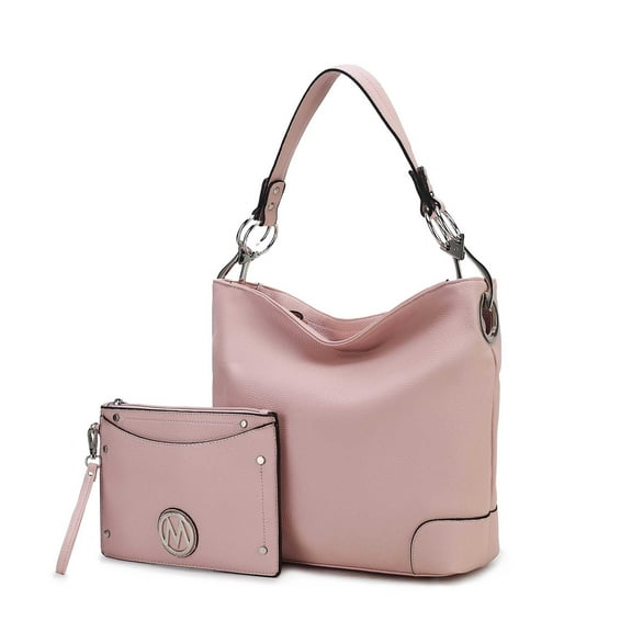 MKF Collection Viviana Vegan Leather Women’s Hobo Bag with Wristlet – 2 pieces by Mia K - Pink