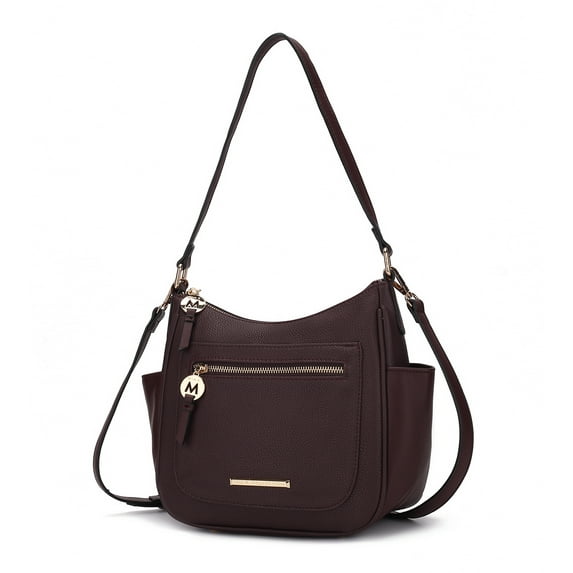 MKF Collection Wally Vegan Leather Women's Crossbody Bag, Sleek Shoulder Purse Handbag by Mia K - Chocolate