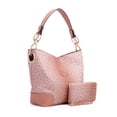 thumbnail image 1 of MKF Collection Wandy Women's Hobo Bag Set with Wristlet Wallet, Vegan Leather Croco Shoulder Bag 2Pcs by Mia K - Blush Pink, 1 of 10