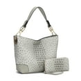 thumbnail image 1 of MKF Collection Wandy Women's Hobo Bag Set with Wristlet Wallet, Vegan Leather Croco Shoulder Bag 2Pcs by Mia K - Light Gray, 1 of 10