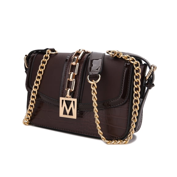 MKF Collection Wendalyn Vegan Leather Women's Crossbody Bag, Sleek Shoulder Purse Handbag by Mia K - Chocolate