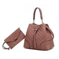 thumbnail image 1 of MKF Collection Wendy Women's Quilted Bucket Handbag & Wristlet 2-Piece Set by Mia K. - Rosewood, 1 of 10