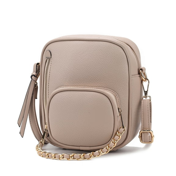 MKF Collection Winona Vegan Leather Women's Crossbody Bag, Chic Elegant Crossover Purse Handbag by Mia K - Taupe