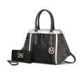 thumbnail image 1 of MKF Collection Women's Daisy Crocodile-Embossed Satchel Handbag & Wallet 2-Piece Set by Mia K. - Black Charcoal, 1 of 9