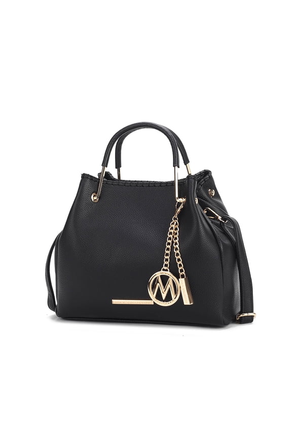 Women's Isidora Vegan Leather Shoulder Bag by Mia K- Black