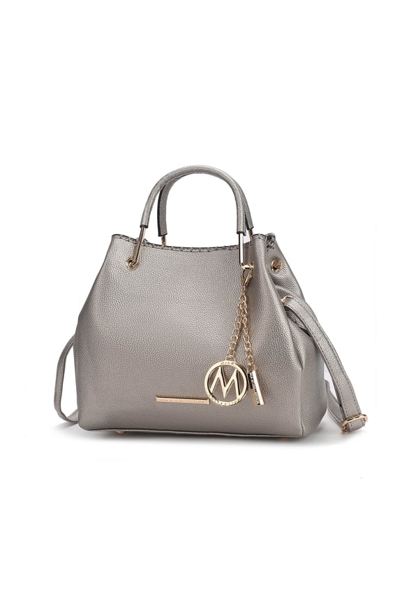 Women's Isidora Vegan Leather Shoulder Bag by Mia K- Pewter