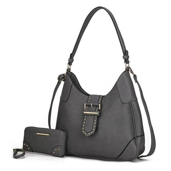 MKF Collection Women's Juliette Shoulder Handbag & Matching Wallet 2 Piece Set by Mia K. - Charcoal