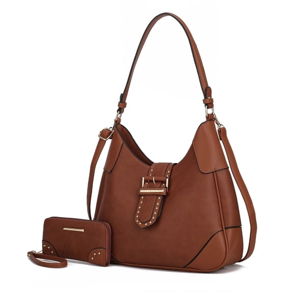MKF Collection Women's Juliette Shoulder Handbag & Matching Wallet 2 Piece Set by Mia K. - Cognac
