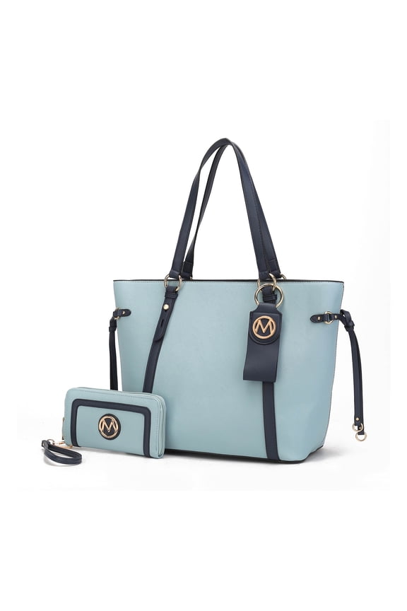 Women's Koeia Vegan Leather Tote Bag, Wristlet Wallet, and Keyring 3 Piece Set by Mia K