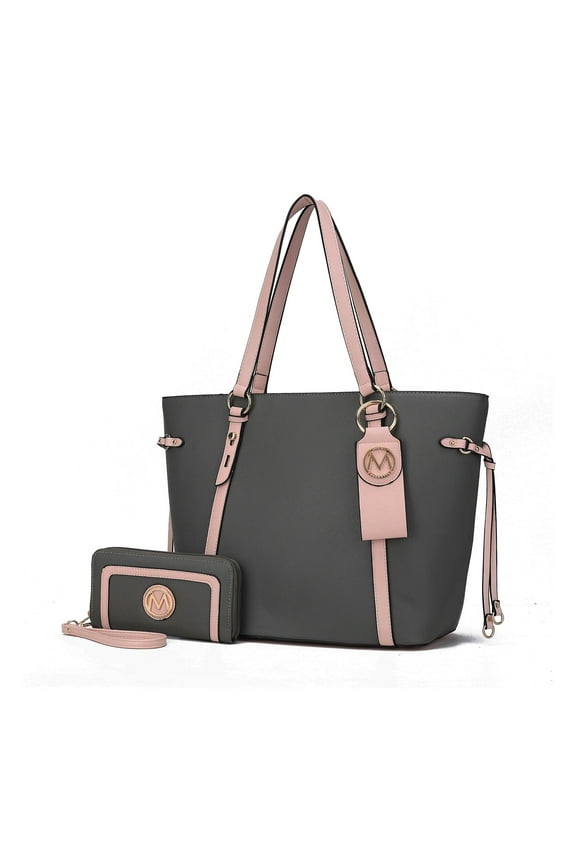 Women's Koeia Vegan Leather Tote Bag, Wristlet Wallet, and Keyring 3 Piece Set by Mia K