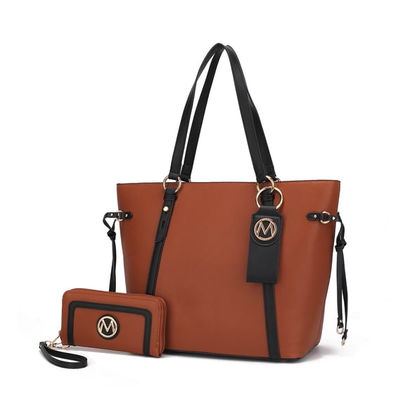 MKF Collection Women's Koeia Vegan Leather Tote Bag, Wristlet Wallet, and Keyring 3 Piece Set by Mia K