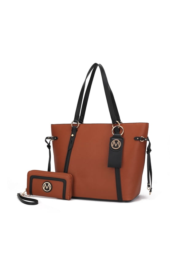 Women's Koeia Vegan Leather Tote Bag, Wristlet Wallet, and Keyring 3 Piece Set by Mia K