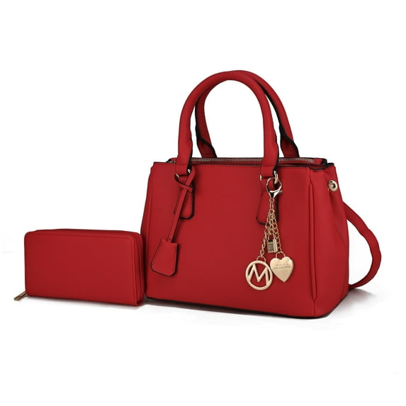 MKF Collection Women’s Vegan Leather Satchel Handbag & Wallet Set by Mia K. - For Ladies, Red