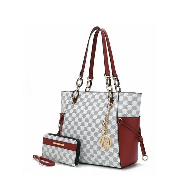 MKF Collection Women's Xenia Vegan Leather Tote Bag with Wallet by Mia K., 2-Piece, Red