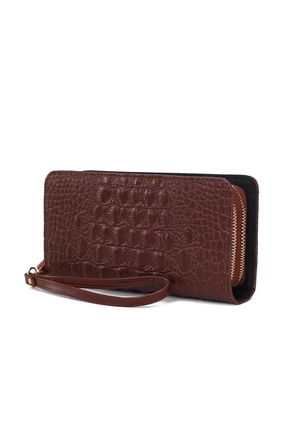 Wristlet Wallet for Women, Leather Crocodile Embossed Wristlet Strap with card slots Purse By Mia K Y101