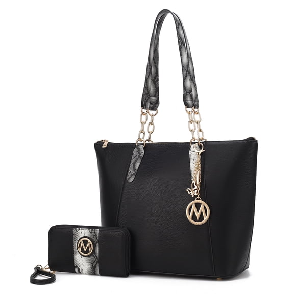 MKF Collection Ximena Vegan Leather Women's Tote Bag & Wristlet Wallet, Classy Shoulder Purse Handbag by Mia K - Black