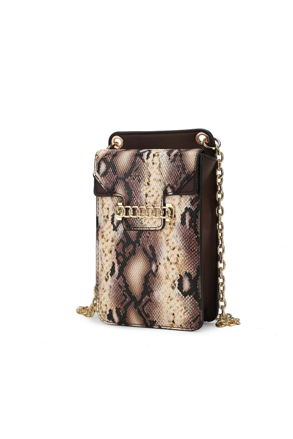 Yael Women’s Phone Crossbody Bag, Snake embossed Vegan Leather Handbag by Mia K