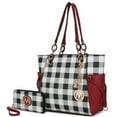 thumbnail image 1 of MKF Collection Yale Women Tote Bag with Wallet Checkered Handbag Purse by Mia K - Red, 1 of 10