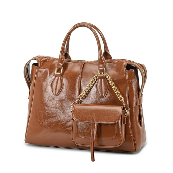 MKF Collection Yareli Women’s Tote Bag with Crossbody Bag- 2-piece set. Vegan Leather Shoulder Bag by Mia K - Brown