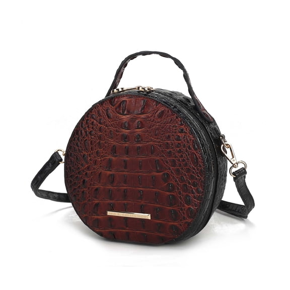 MKF Collection Ynnari Women Crossbody Croc-Embossed Round Chic Handbag Top Handle by Mia K - Cognac