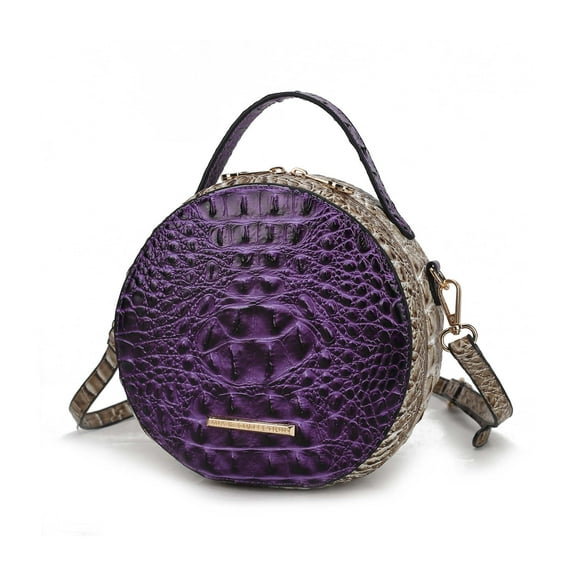 MKF Collection Ynnari Women Crossbody Croc-Embossed Round Chic Handbag Top Handle by Mia K - Purple