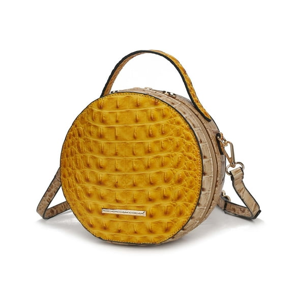 MKF Collection Ynnari Women Crossbody Croc-Embossed Round Chic Handbag Top Handle by Mia K - Yellow
