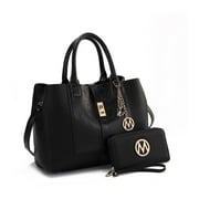 MKF COLLECTION Yola Women's Satchel Bag With Wallet, Solid Vegan Leather Handbag Purse Set by Mia K - Black