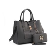 MKF Collection Yola Women's Satchel Bag With Wallet, Solid Vegan Leather Handbag Purse Set by Mia K - Gray
