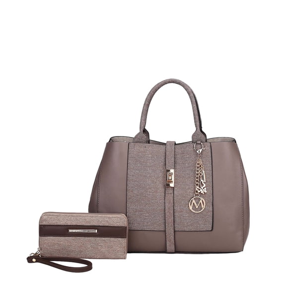 MKF Collection Yola Women's Satchel Bag With Wallet, Vegan Leather Denim Look Handbag Purse Set by Mia K