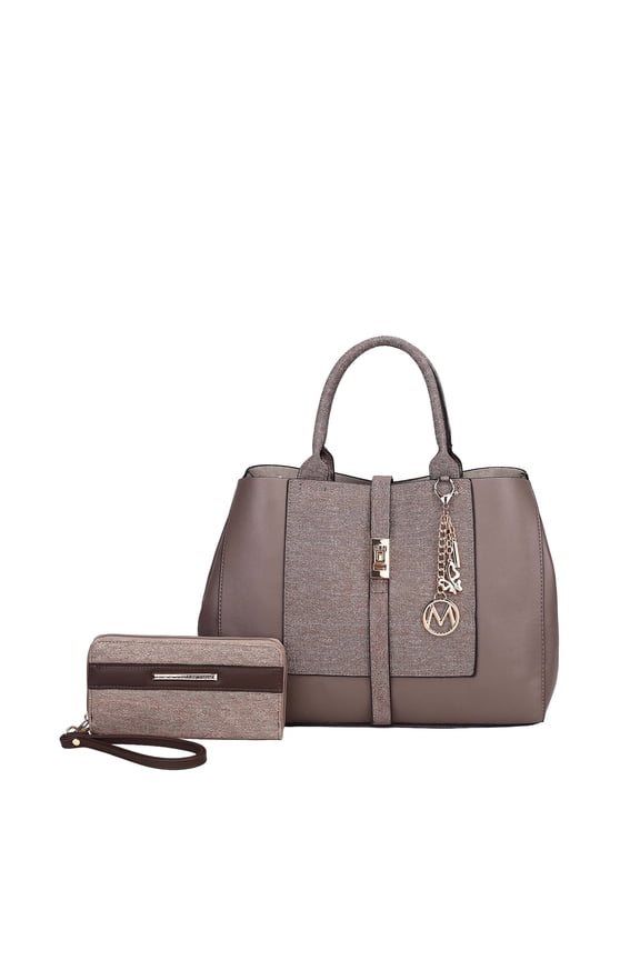 Yola Women's Satchel Bag With Wallet, Vegan Leather Denim Look Handbag Purse Set by Mia K