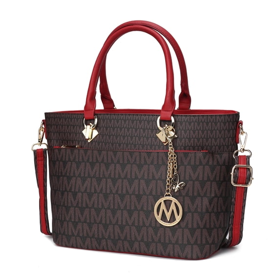 MKF Collection Yonah Signature Printed Vegan Leather Women’s Tote Bag Durable and Lightweight Handbag by Mia K -Red
