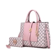 MKF Collection Yuliana Women's Satchel Bag with Wallet, Circular Print Vegan Leather Handbag Purse Set by Mia K - Pink