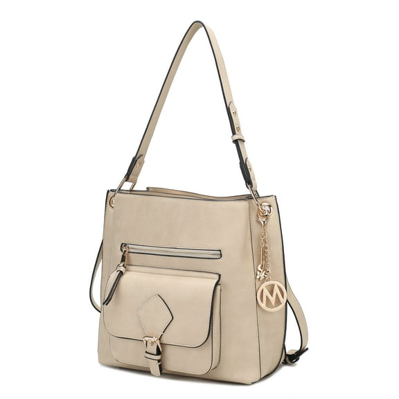 MKF Collection Yves Vegan Leather Women's Hobo Bag, Fashionable Shoulder Purse Handbag by Mia K - Beige