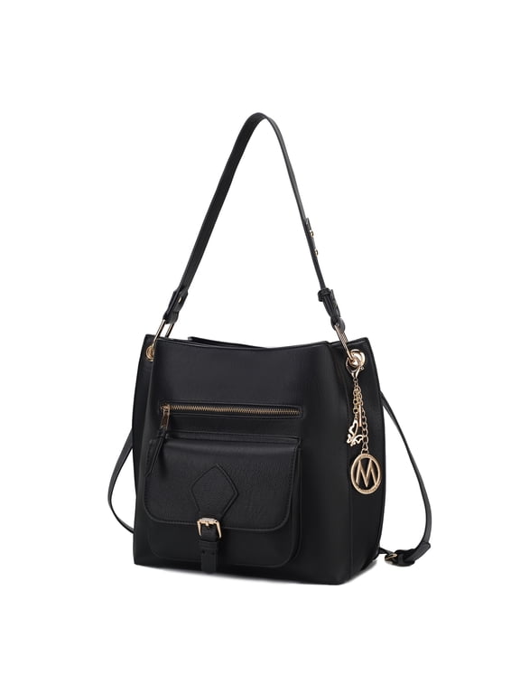 Yves Vegan Leather Women's Hobo Bag, Fashionable Shoulder Purse Handbag by Mia K - Black