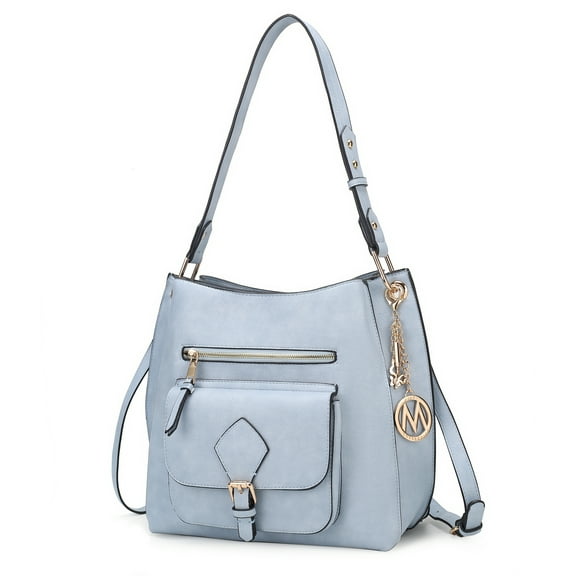 MKF Collection Yves Vegan Leather Women's Hobo Bag, Fashionable Shoulder Purse Handbag by Mia K - Light Blue