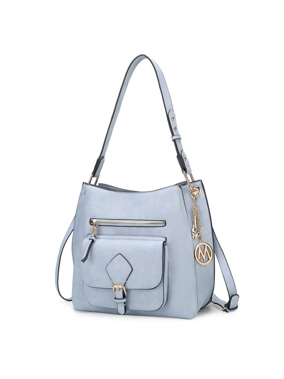 Yves Vegan Leather Women's Hobo Bag, Fashionable Shoulder Purse Handbag by Mia K - Light Blue