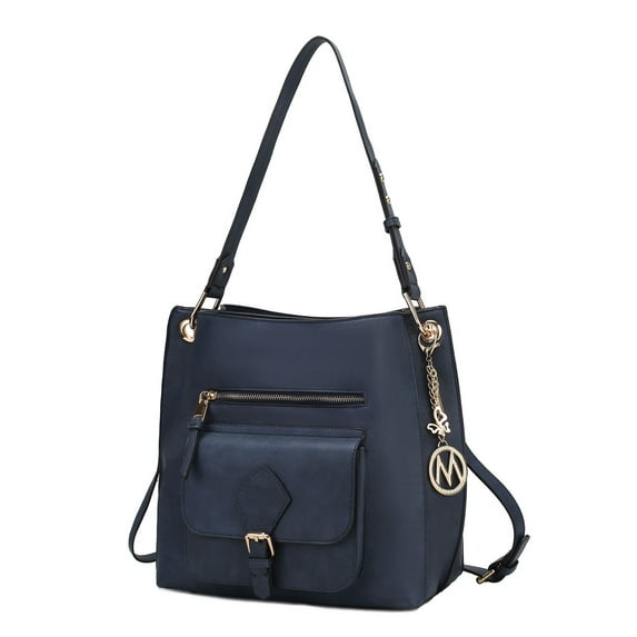 MKF Collection Yves Vegan Leather Women's Hobo Bag, Fashionable Shoulder Purse Handbag by Mia K - Navy