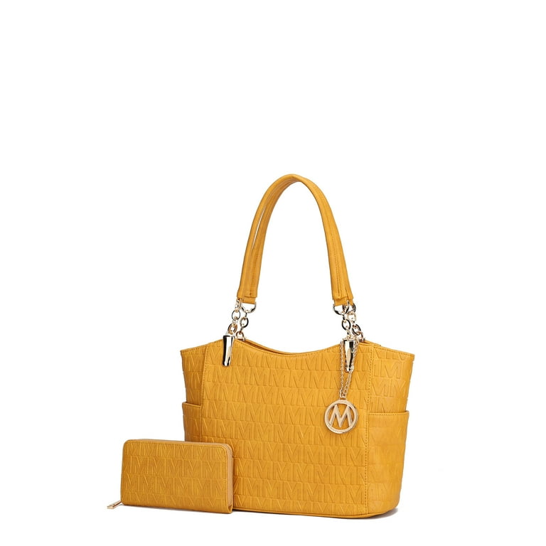 MKF Collection by Mia K. Allison Women's Tote Handbag and Wallet Set,  2-Piece, Mustard