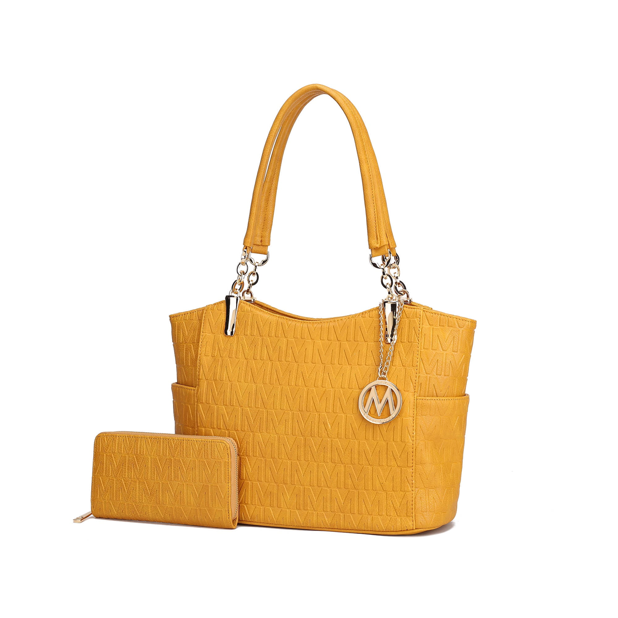 MKF Collection Allison Women's Tote Bag and Wallet Set, Vegan Leather Handbag Purse For Travel and Work By Mia K. -, Mustard MKF Collection Allison Women's Tote Bag and Wallet Set, Vegan Leather Handbag Purse For Travel and Work By Mia K. -, Mustard