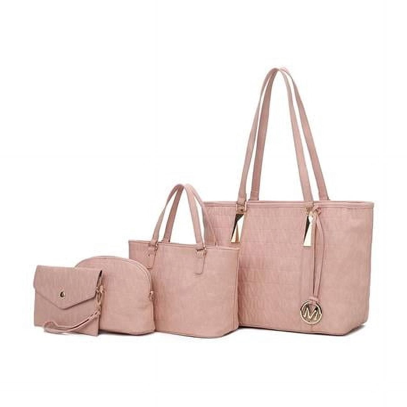 MKF Collection Arya Women's Tote Bag, Small Tote Handbag, Pouch Purse & Wristlet Wallet, Signature Handbag 4 pcs set by Mia K
