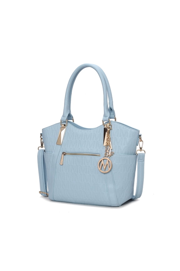 Hazel Vegan Leather Women's Tote Bag, Functional Shoulder Purse Handbag by Mia K - Light Blue