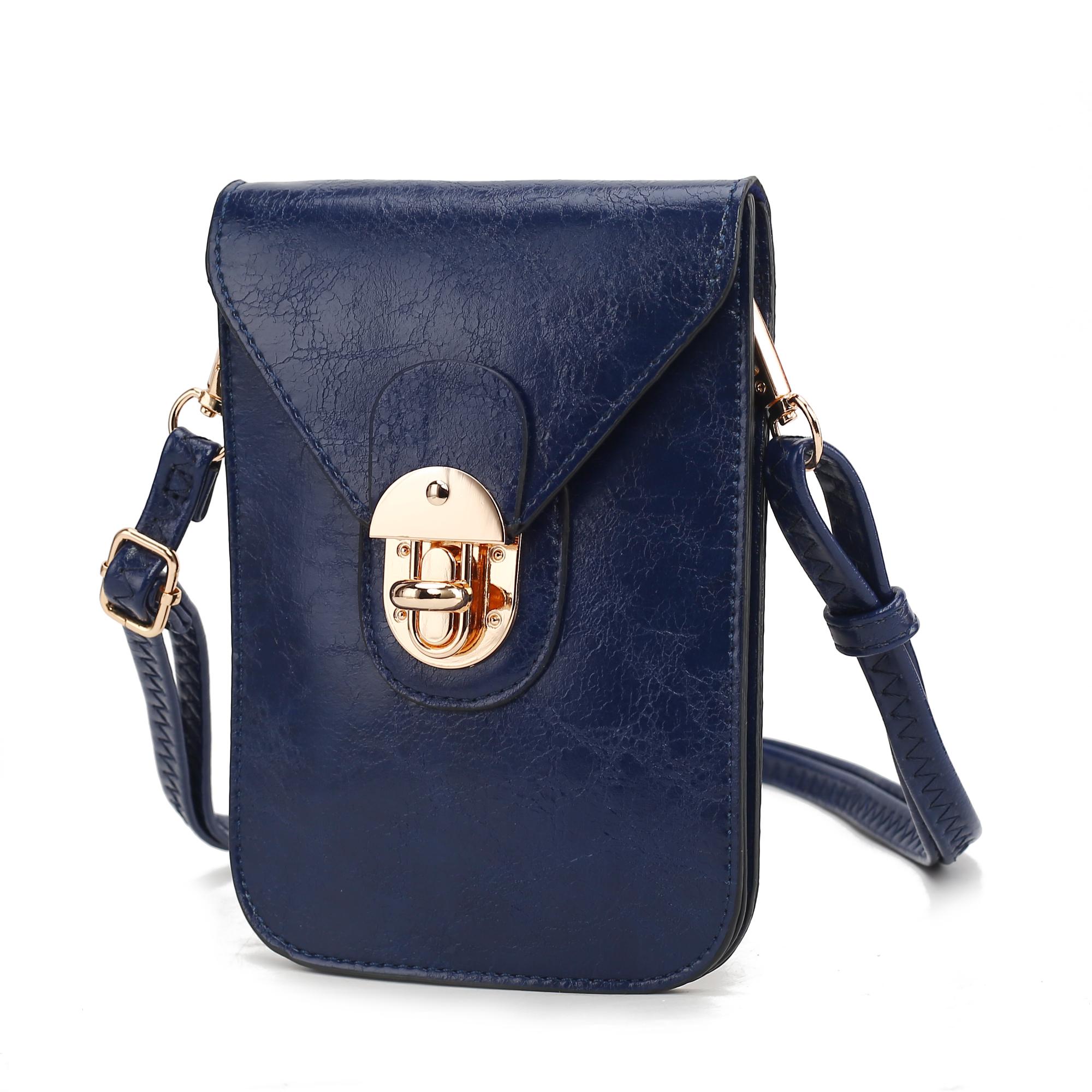 Mia K. MKF Collection Havana Phone Crossbody Bag for Women - Navy Vegan ...