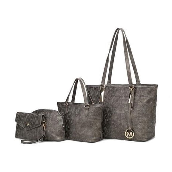 MKF Collection Arya Women's Tote Bag, Small Tote Handbag, Pouch Purse & Wristlet Wallet, Signature Handbag 4 pcs set by Mia K
