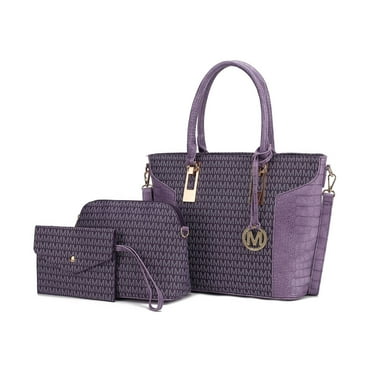 MKF Collection Shonda Women's Tote Bag, Cosmetic Pouch, & Wristlet 3-Piece Set by Mia K. - Purple