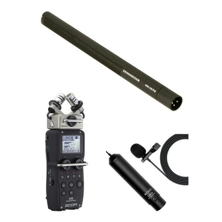 Sennheiser MKH-416 Short Shotgun Interference Tube Microphone, Bundle with Zoom H5 Recorder and LV4-O Lavalier Microphone