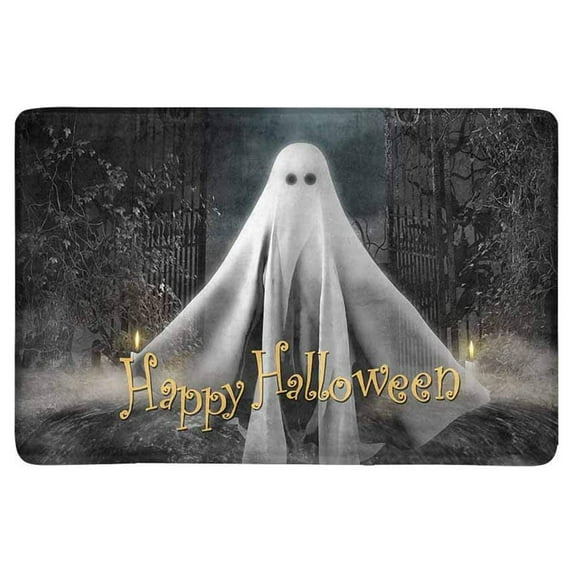 MKHERT 3D Ghost Hovering Under Full Moon Halloween Concept Doormat Rug Home Decor Floor Mat Bath Mat 23.6x15.7 inch