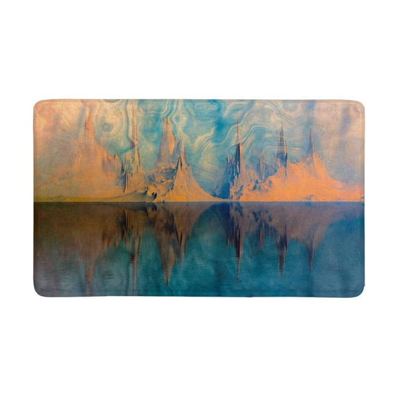 MKHERT 3D Surrealist Landscape Peaks and Mountains Over Calm Waters Doormat Rug Home Decor Floor Mat Bath Mat 30x18 inch