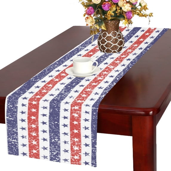 MKHERT 4th of July Table Runner for Office Kitchen Dining Room Wedding Party 16x72 inch